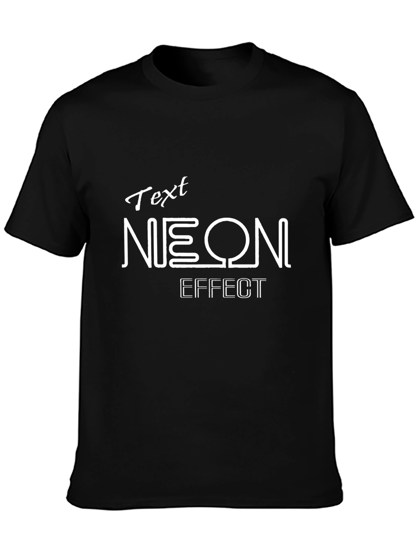 Camiseta Negra con Diseño Text Neon Effect