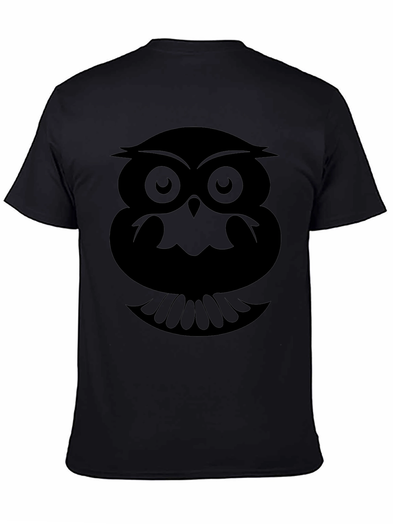 Camiseta Negra con Estampado de Búho Abstracto