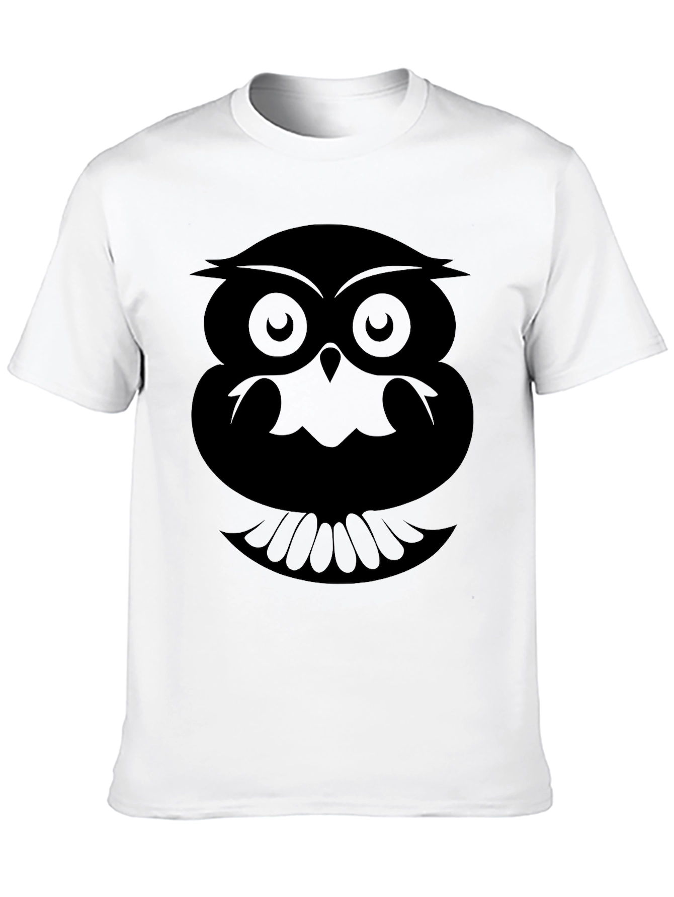 Camiseta Negra con Estampado de Búho Abstracto