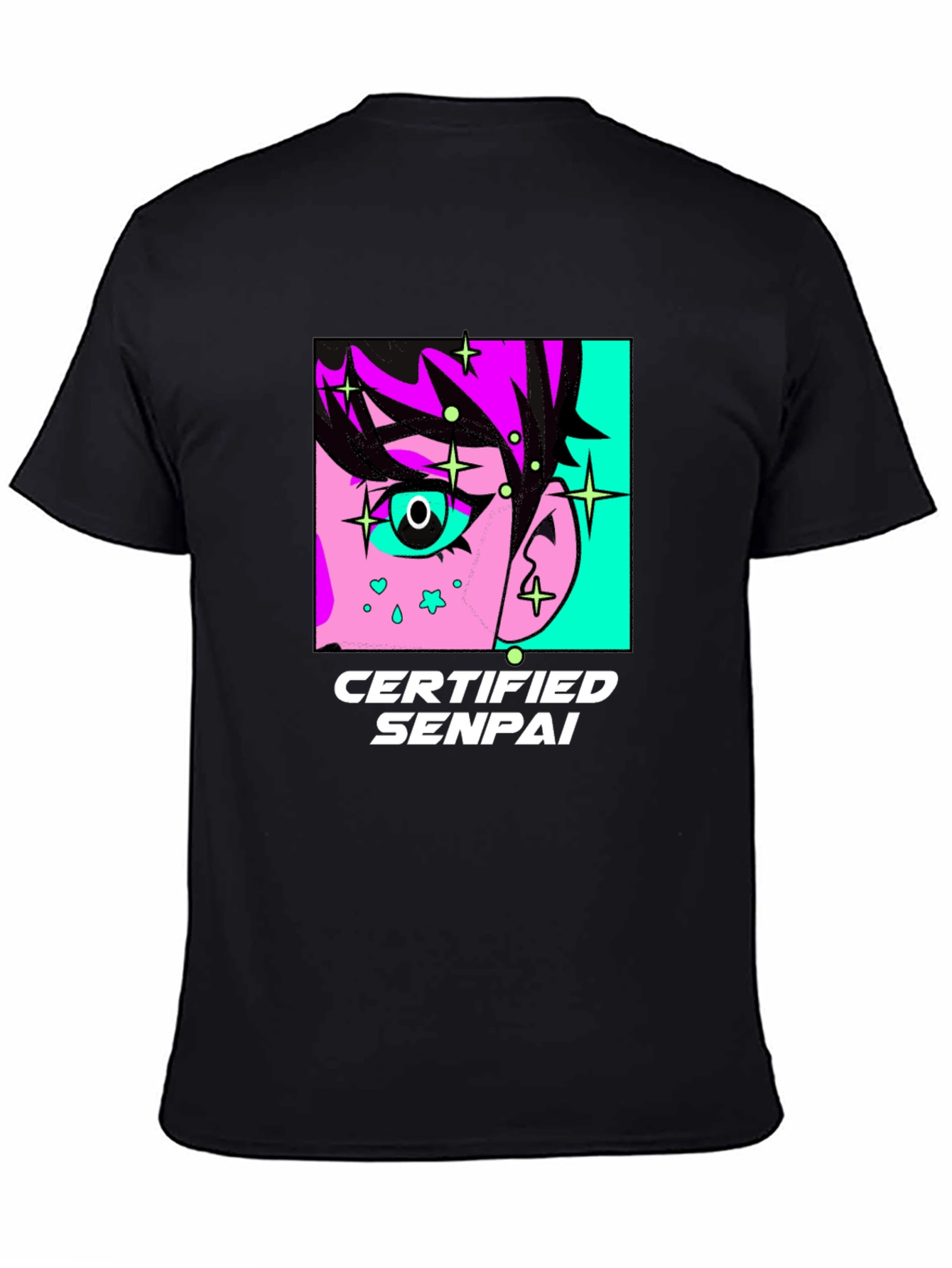 Camiseta Negra con Diseño Anime Certified Senpai
