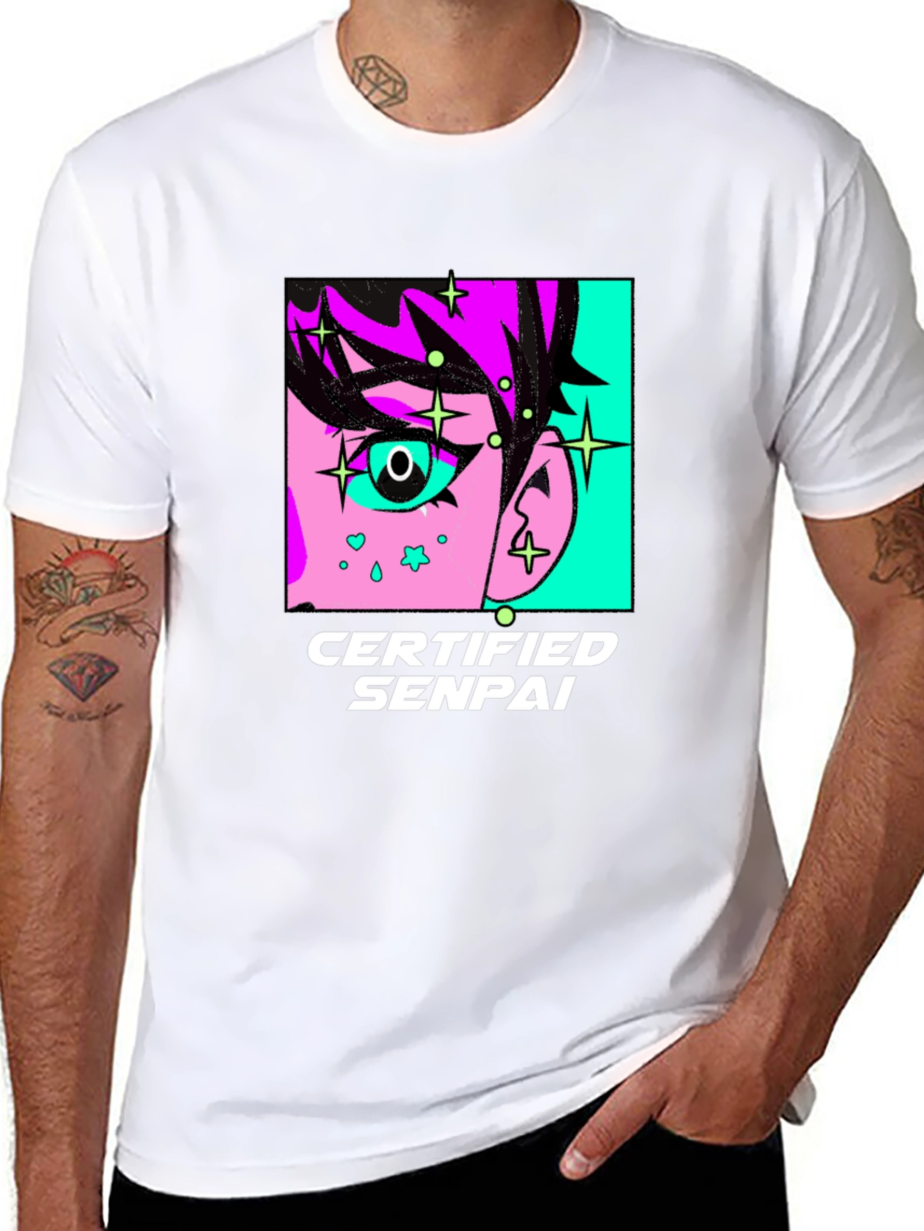 Camiseta Negra con Diseño Anime Certified Senpai