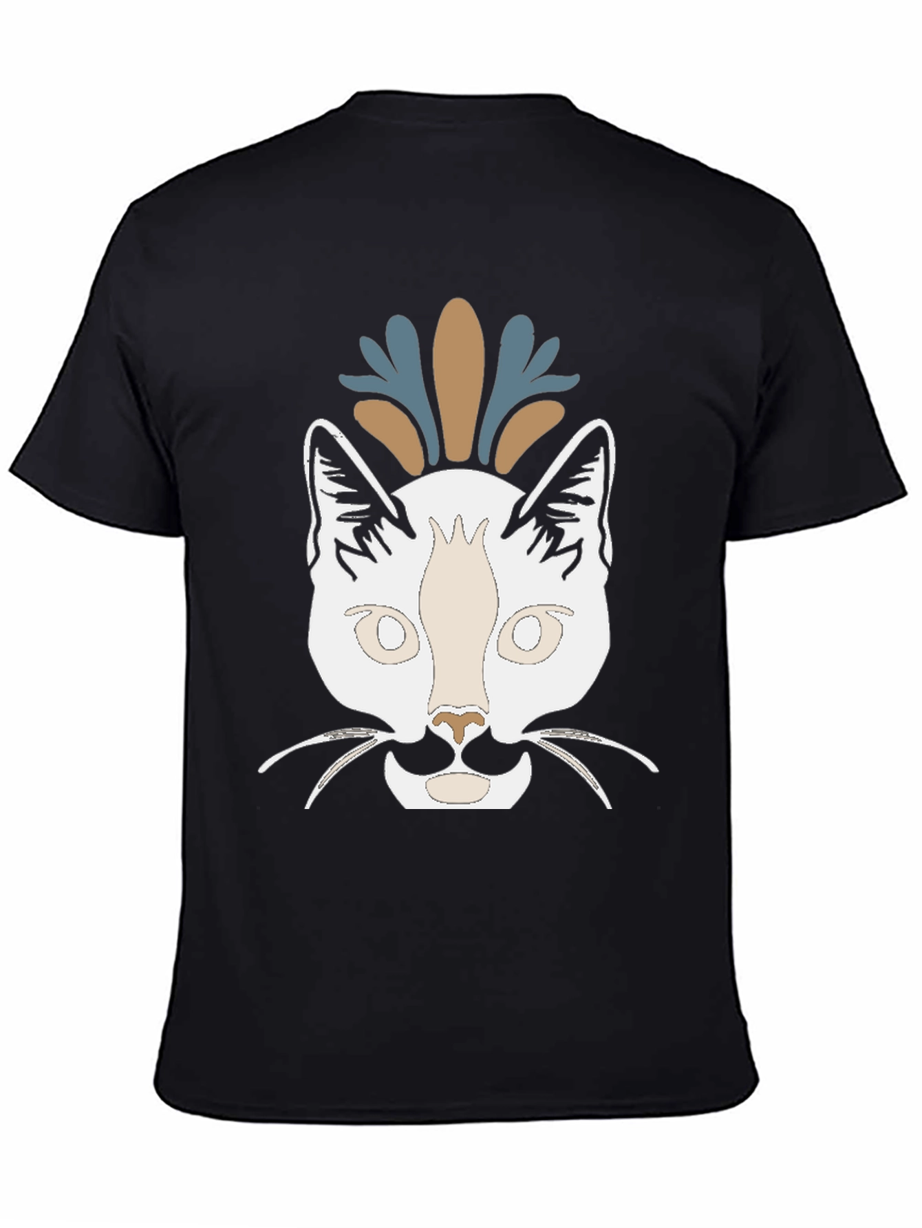 Camiseta Negra con Diseño de Gato Abstracto