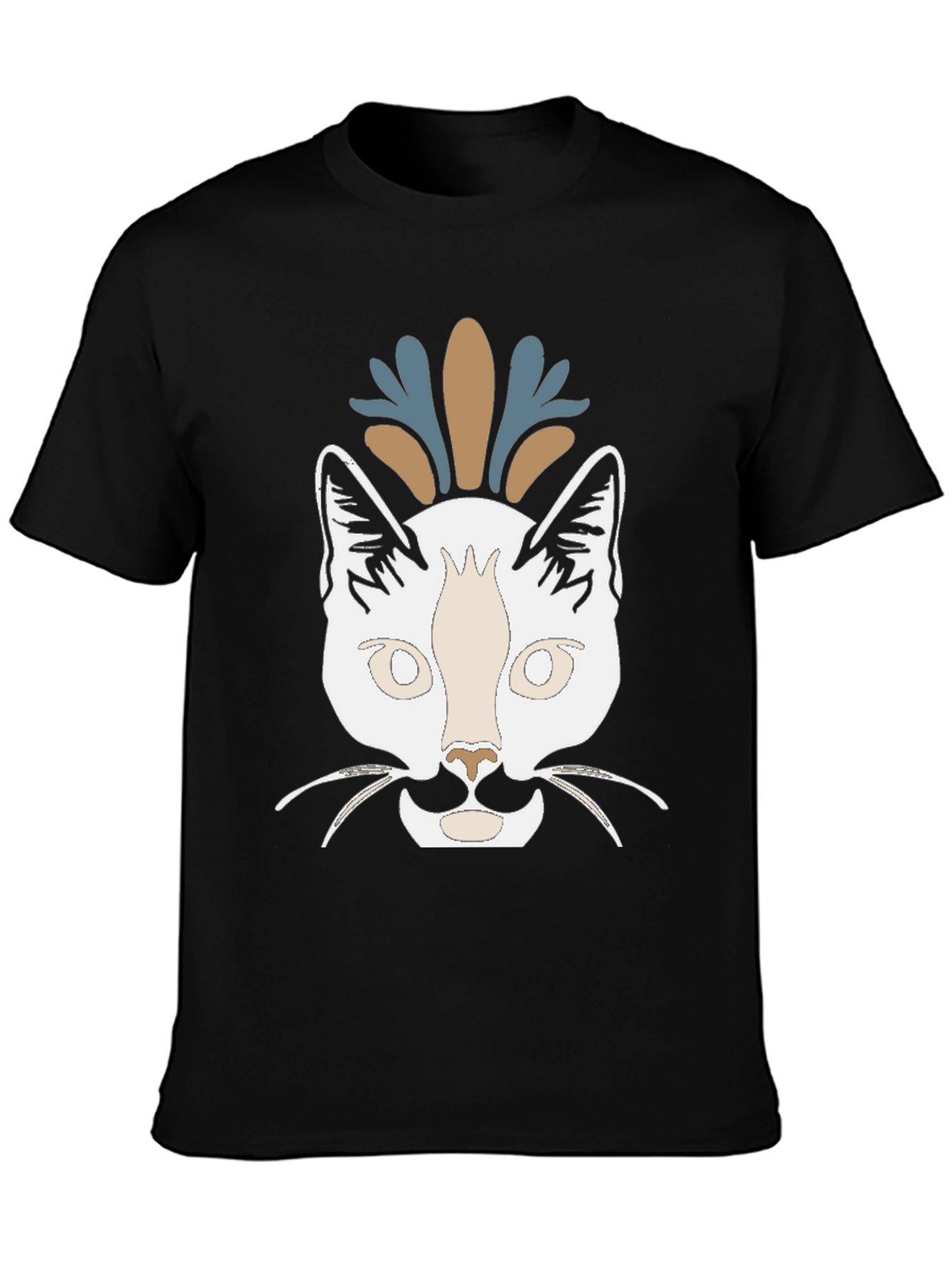 Camiseta Negra con Diseño de Gato Abstracto