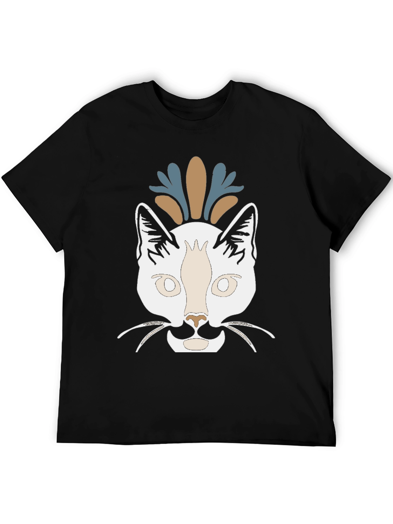 Camiseta Negra con Diseño de Gato Abstracto