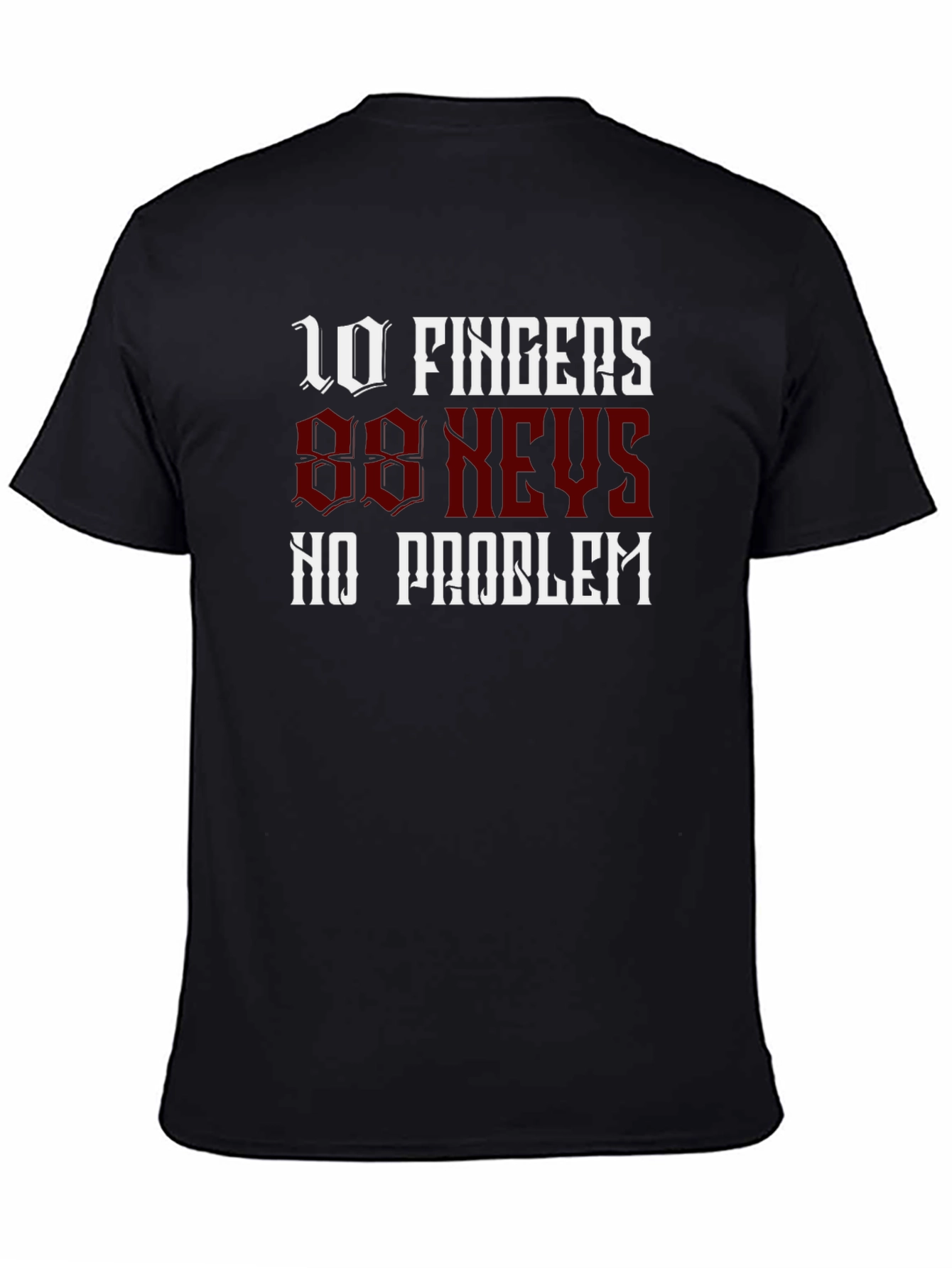 Camiseta Negra 10 Dedos 88 Teclas No Problem