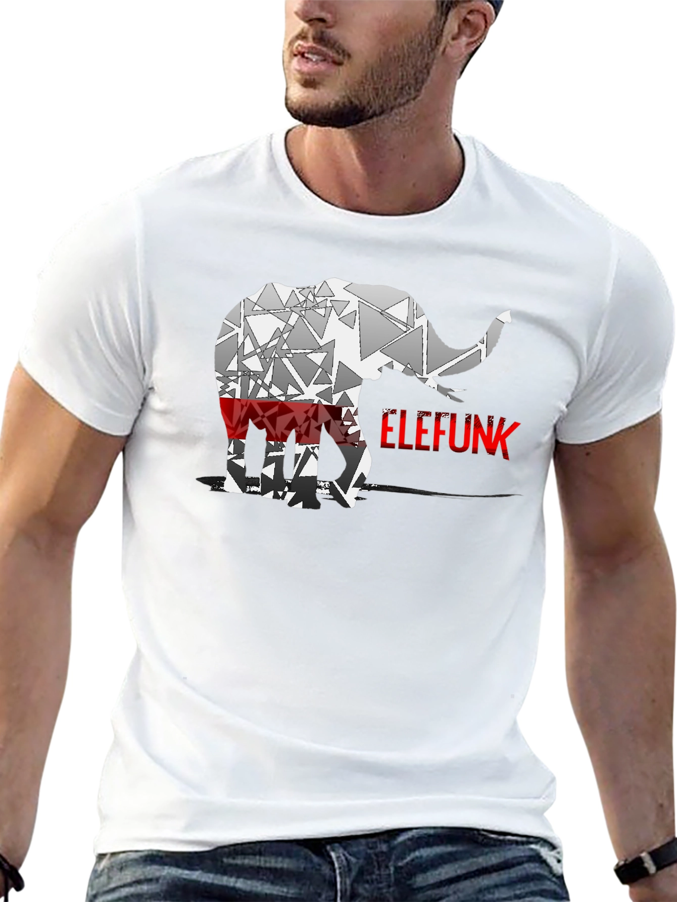 Camiseta Negra Elefunk Diseño Abstracto