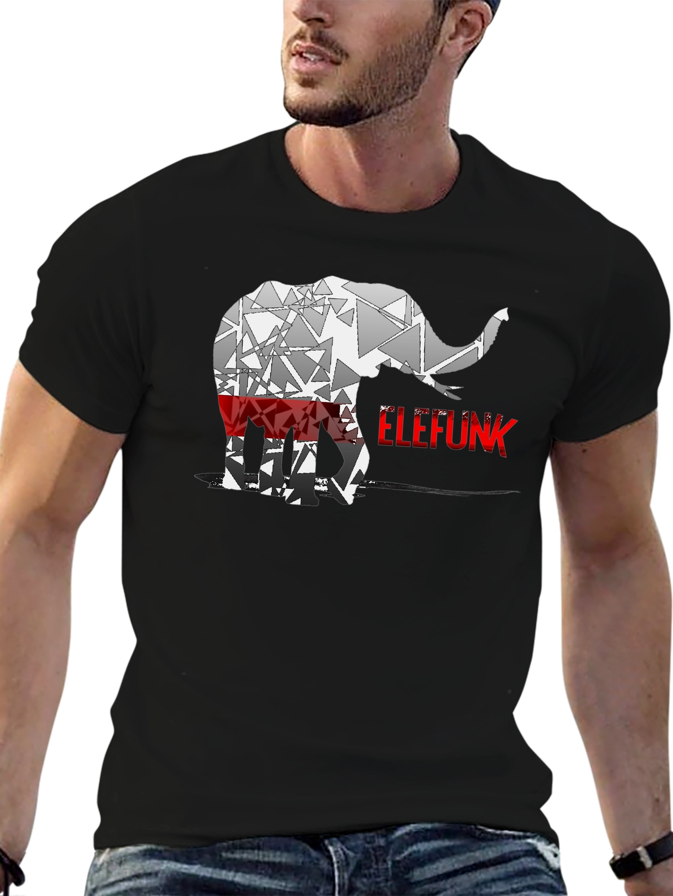 Camiseta Negra Elefunk Diseño Abstracto