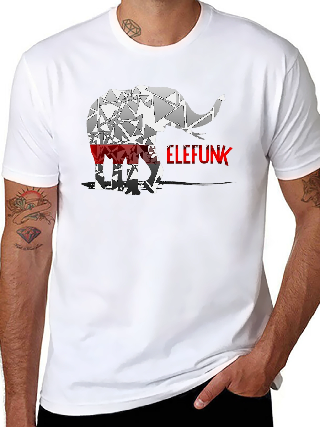 Camiseta Negra Elefunk Diseño Abstracto
