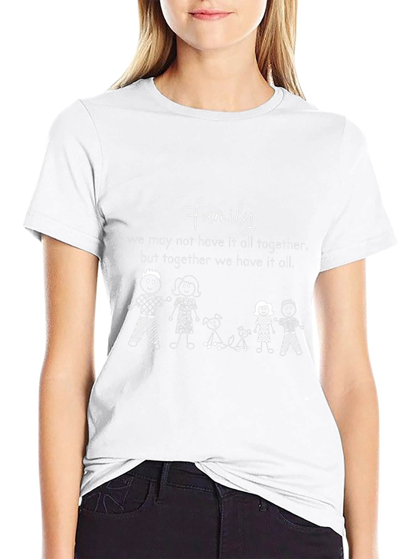 Camiseta Negra con Diseño de Familia