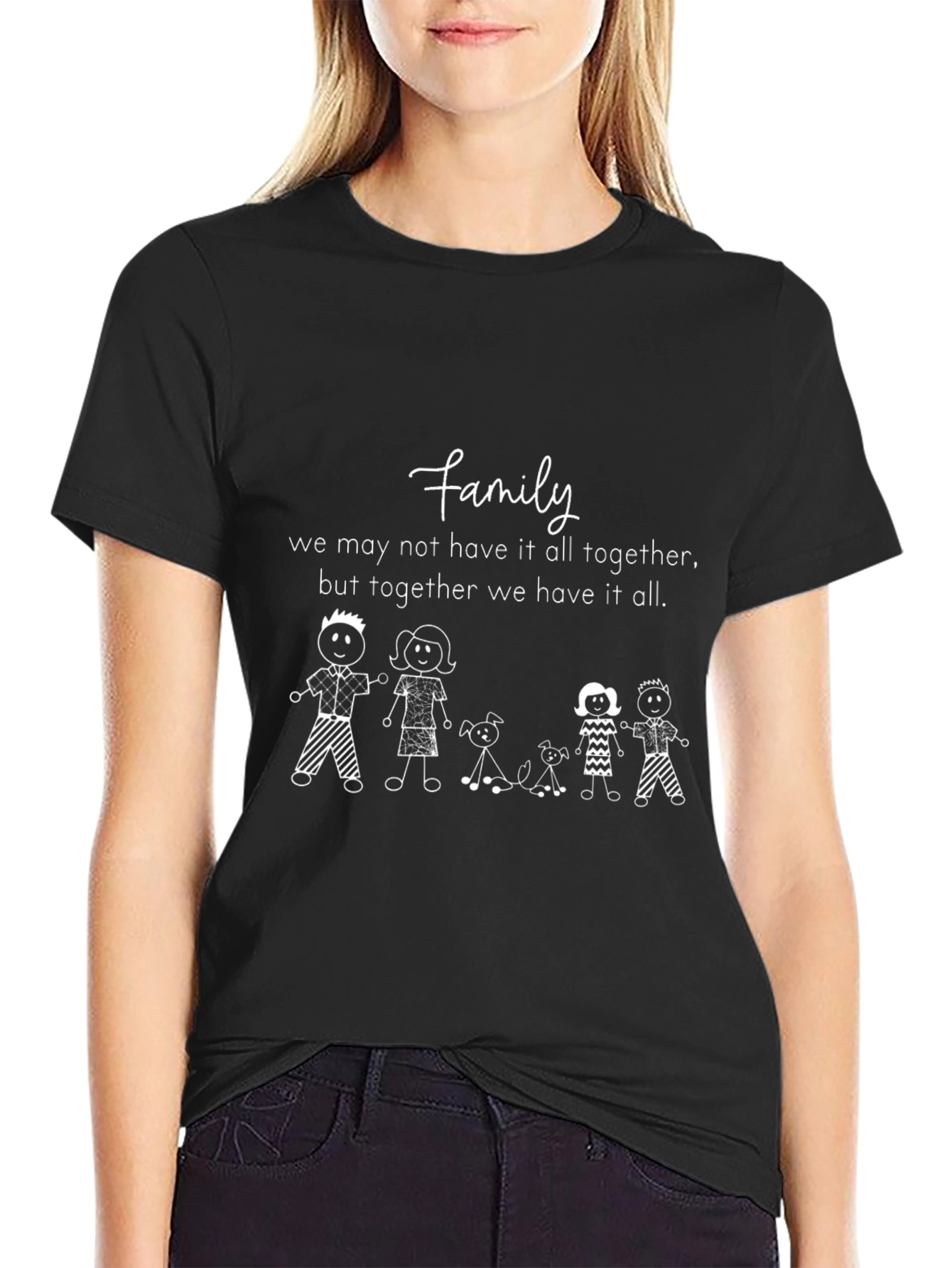 Camiseta Negra con Diseño de Familia