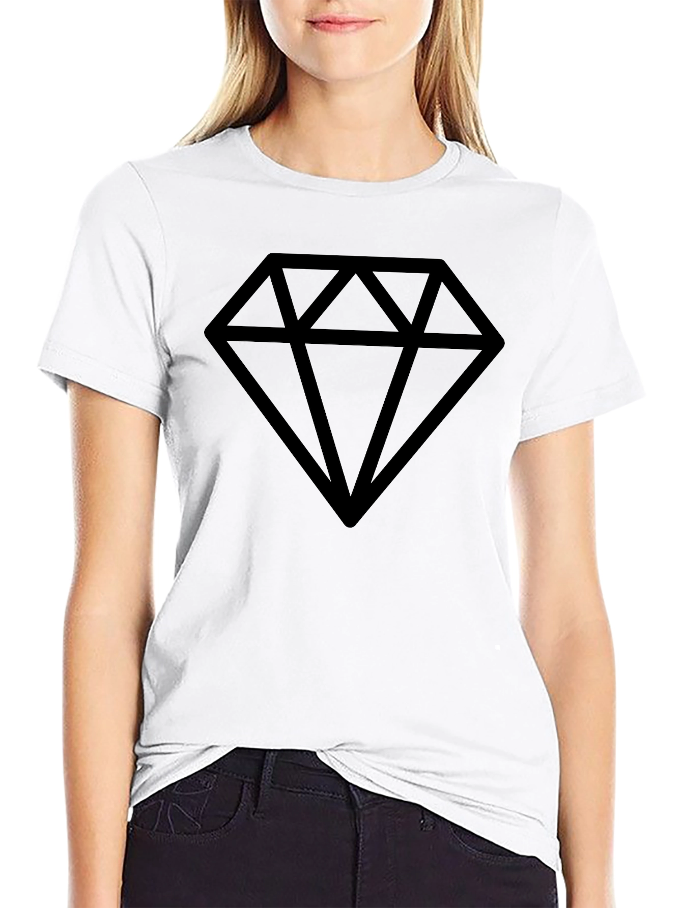 Camiseta Negra Diamante Estilo Casual