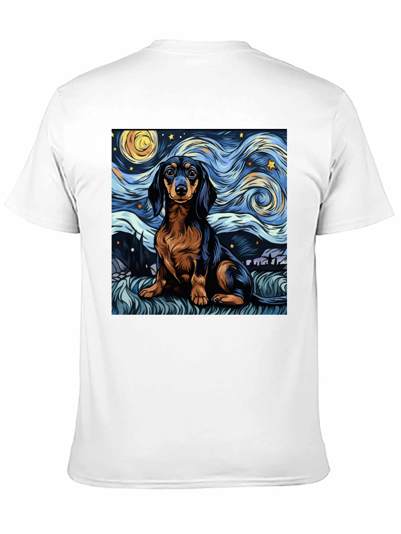 Camiseta Negra Dachshund Noche Estrellada