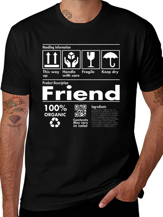 Camiseta Negra Orgánica Friend - Manejar con Cuidado