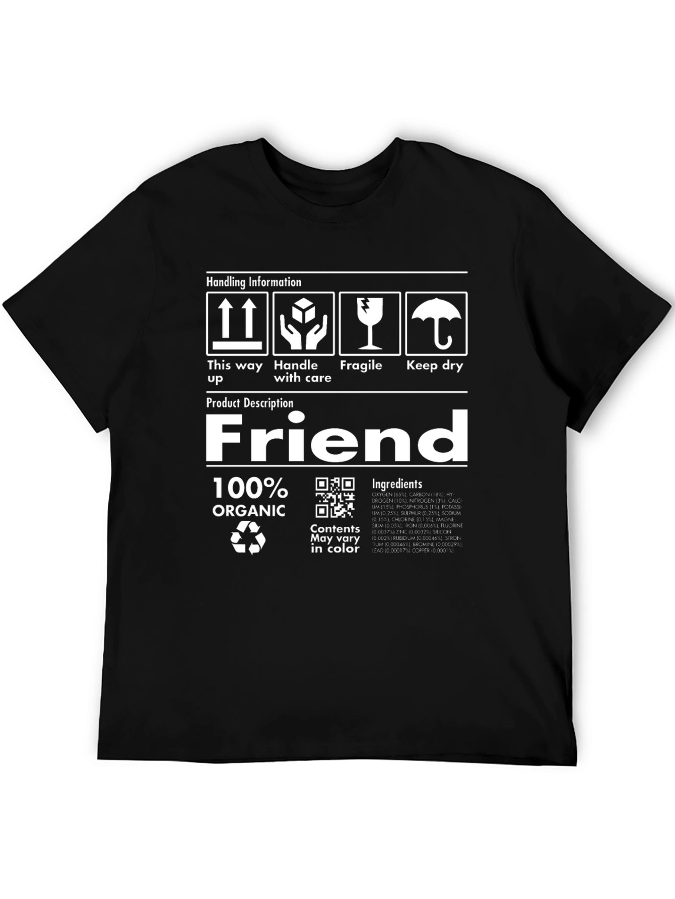 Camiseta Negra Orgánica Friend - Manejar con Cuidado