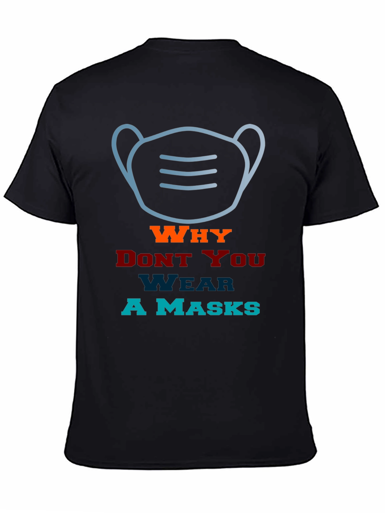 Camiseta con diseño de máscara y texto