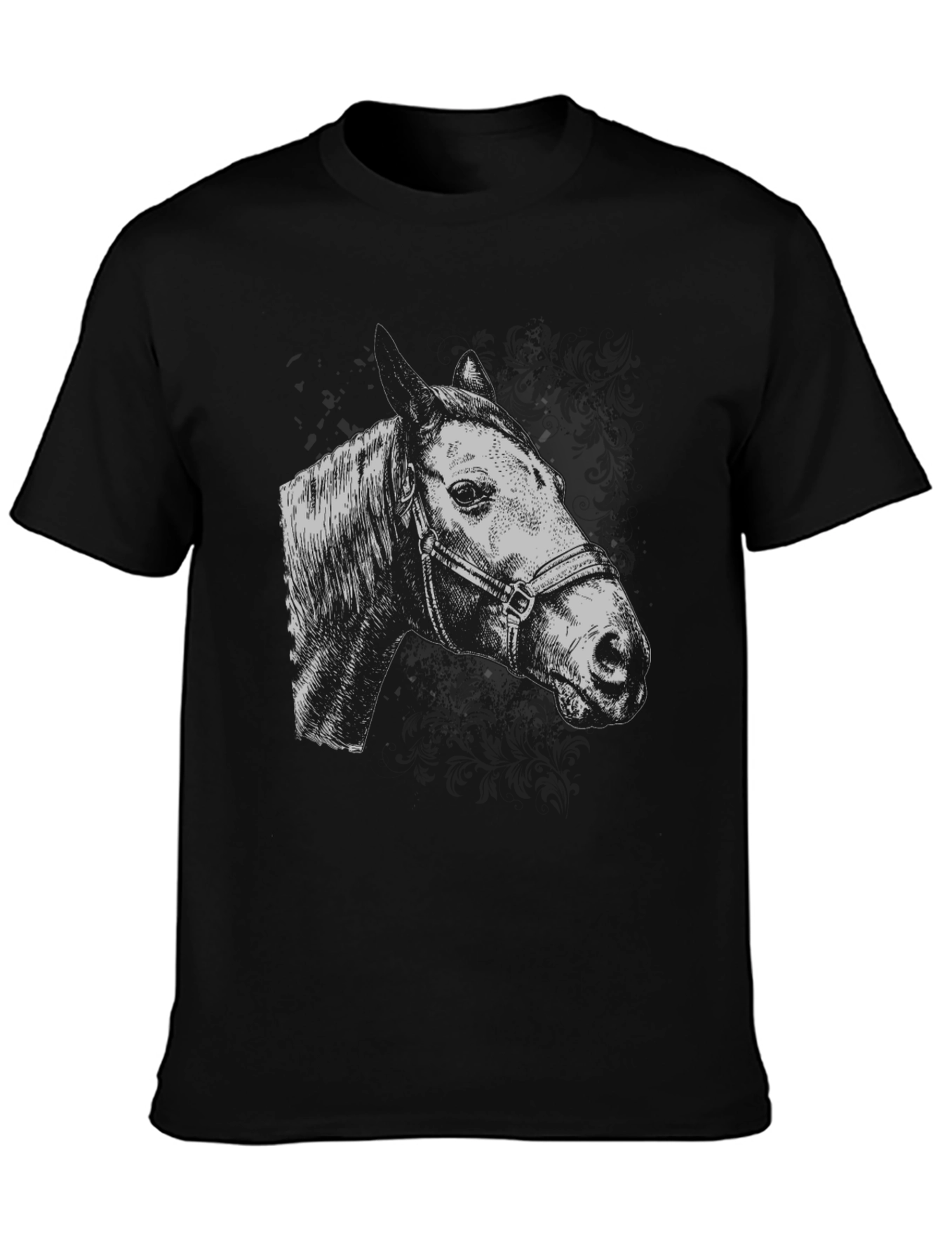 Camiseta Negra con Dibujo de Cabeza de Caballo