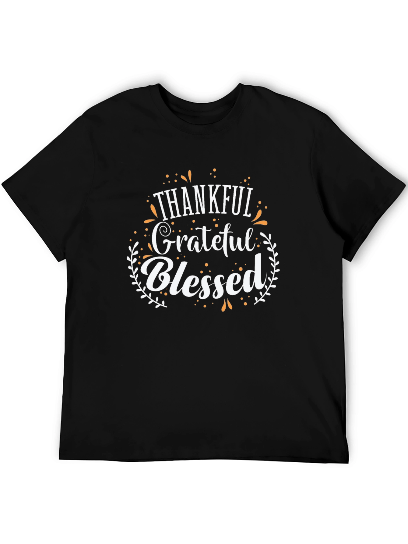 Camiseta Negra: Agradecido Feliz Bendecido