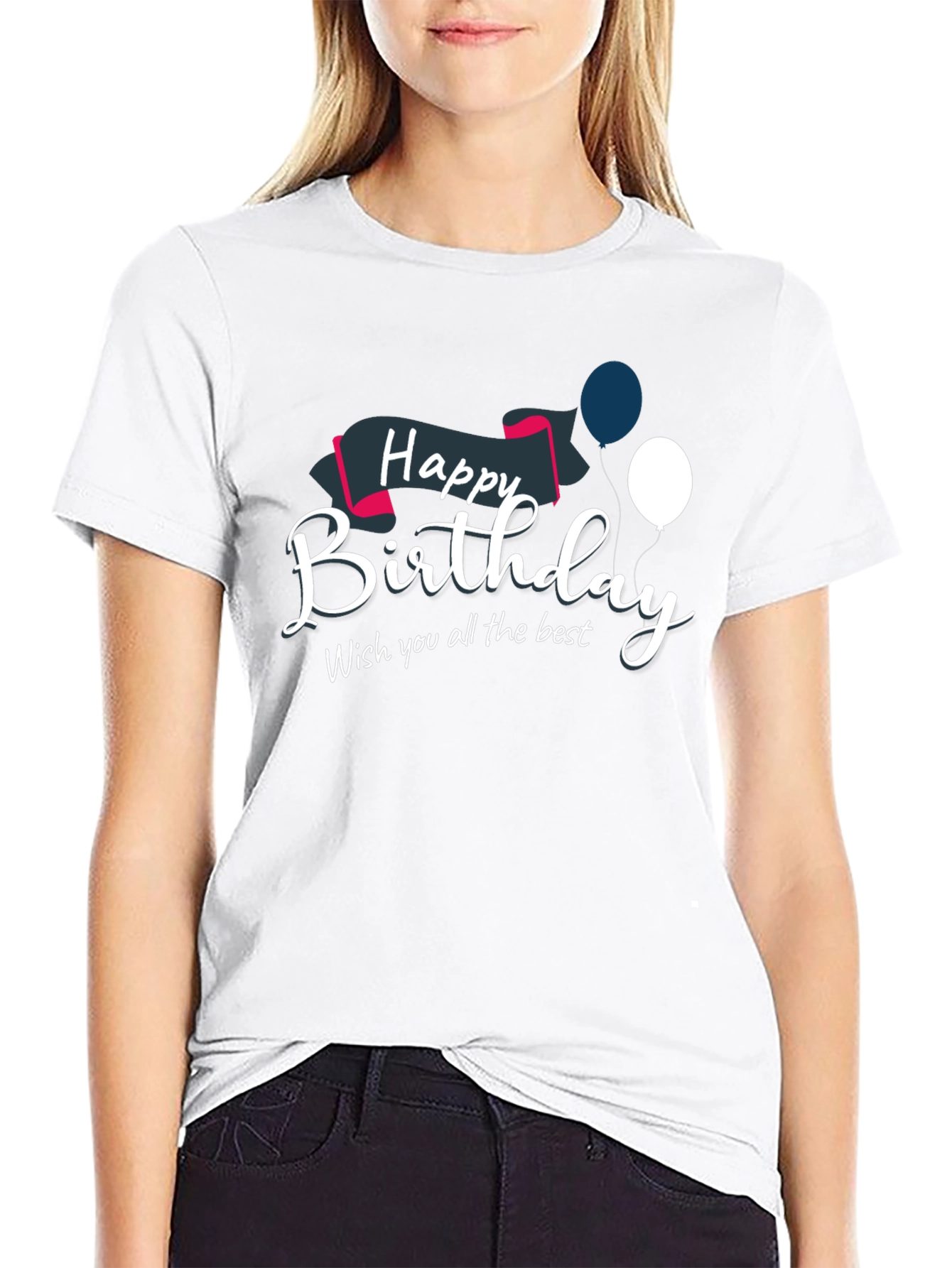 Camiseta Negra con Diseño de Feliz Cumpleaños