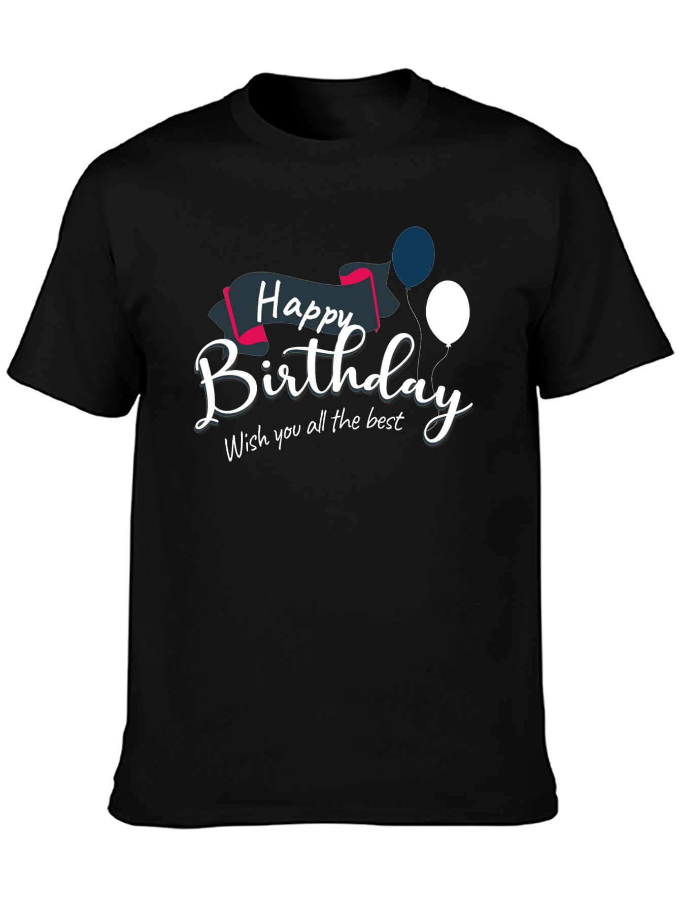 Camiseta Negra con Diseño de Feliz Cumpleaños