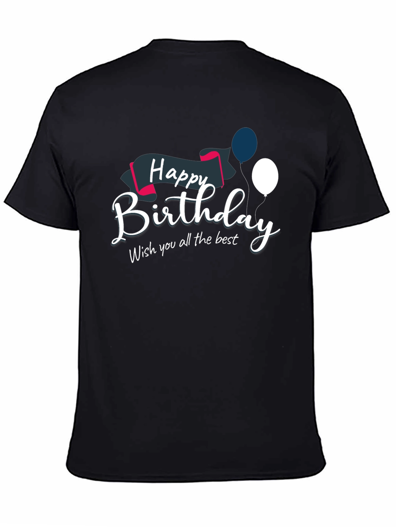 Camiseta Negra con Diseño de Feliz Cumpleaños