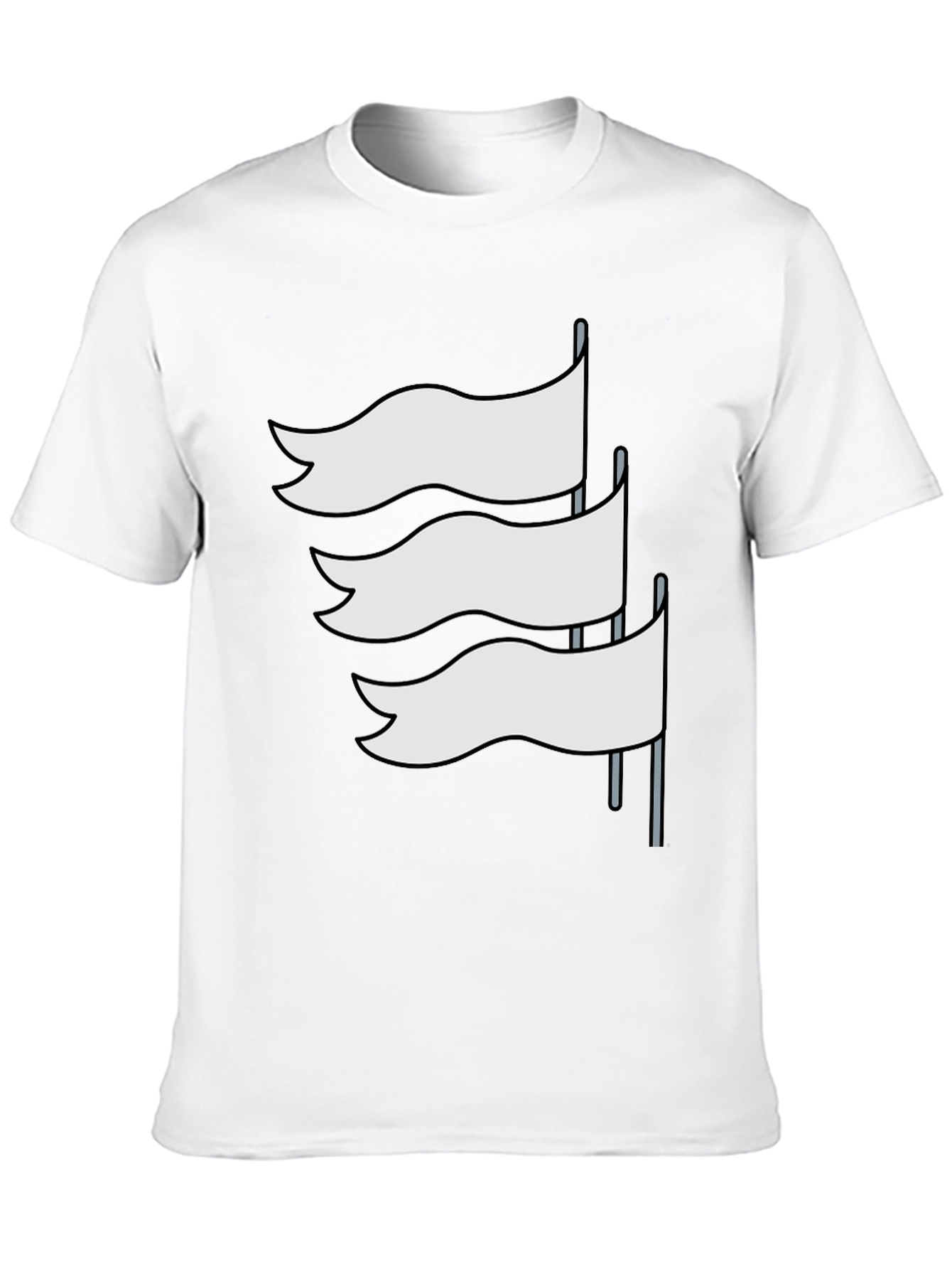 Camiseta Negra con Diseño de Banderas Blancas