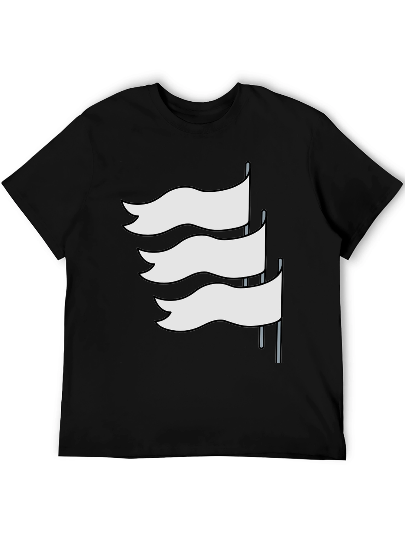 Camiseta Negra con Diseño de Banderas Blancas