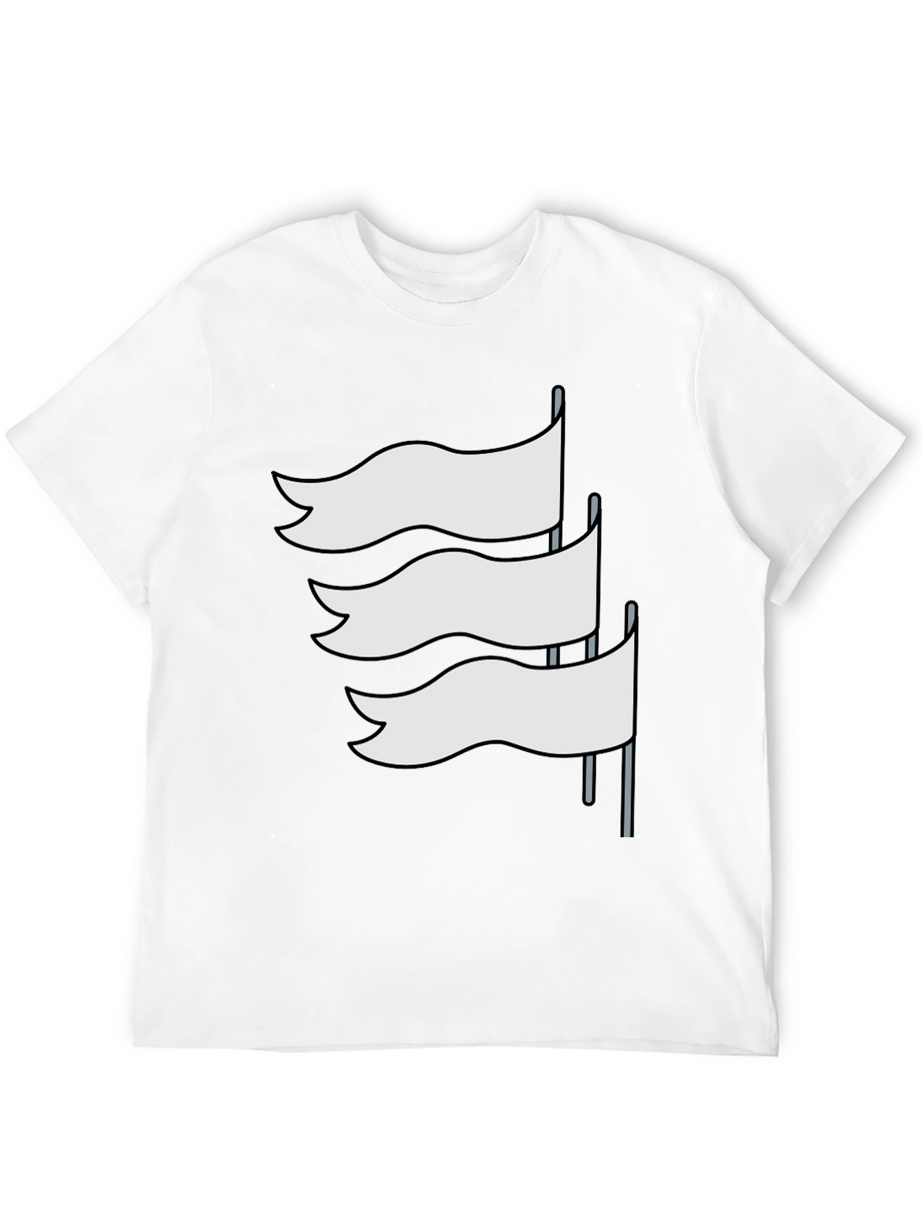 Camiseta Negra con Diseño de Banderas Blancas