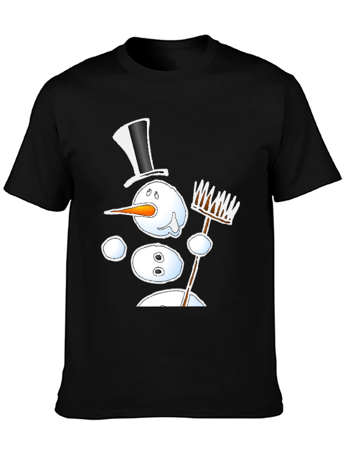 Camiseta Negra Estampado Muñeco de Nieve