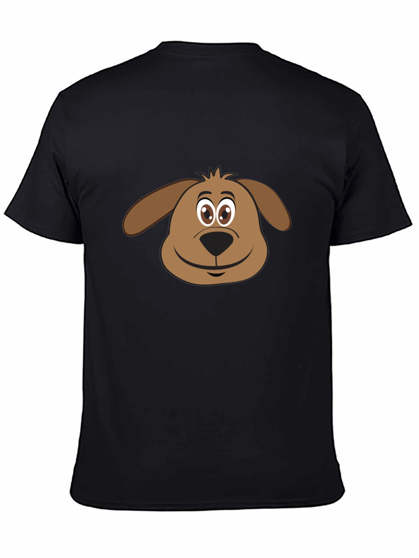 Camiseta Negra con Diseño de Cara de Perro Animado