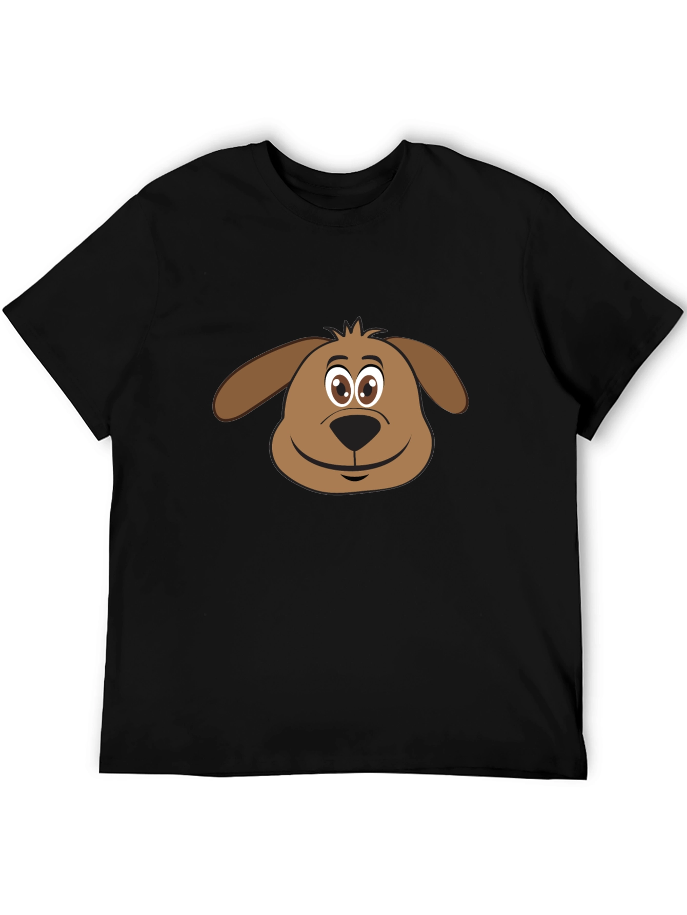 Camiseta Negra con Diseño de Cara de Perro Animado