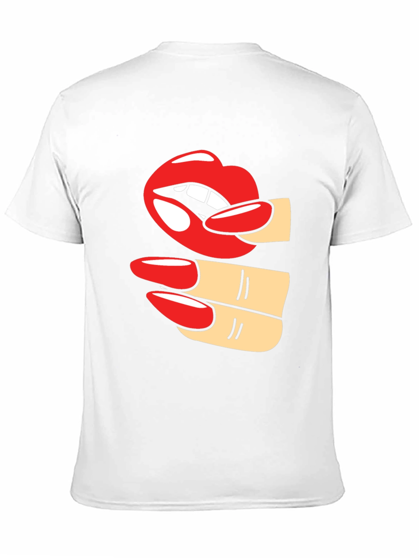 Camiseta Negra con Diseño de Labios y Uñas