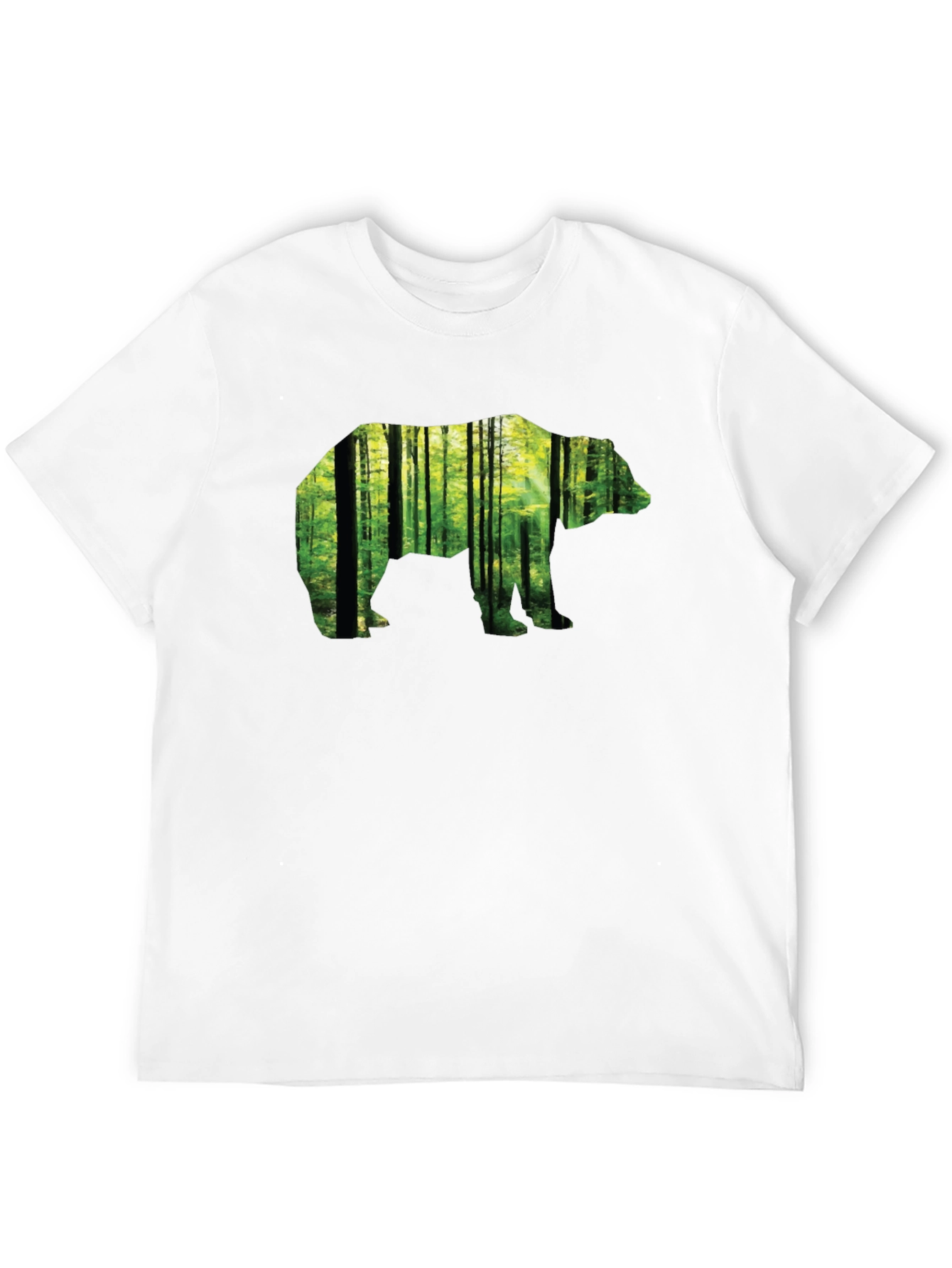Camiseta Negra con Diseño de Oso y Bosque