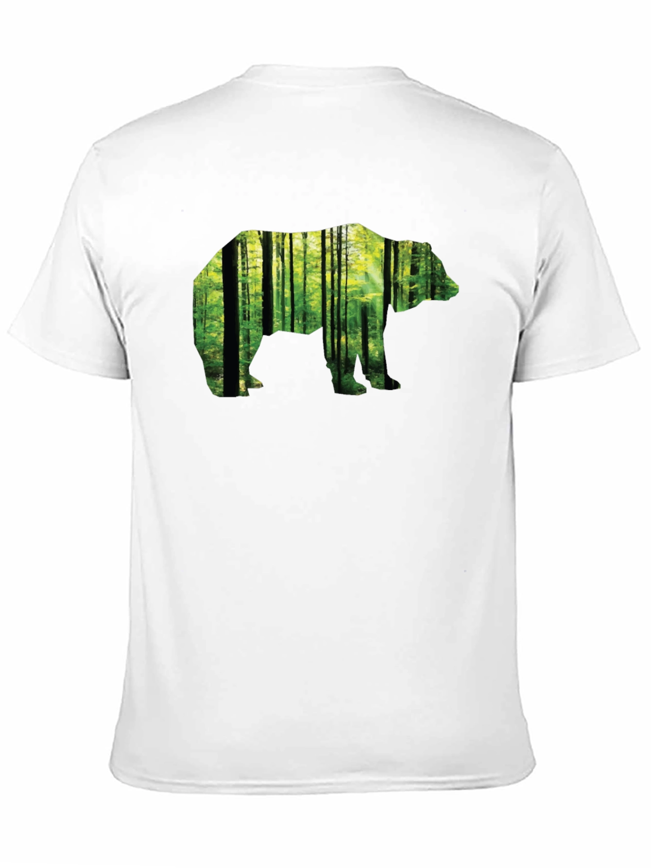Camiseta Negra con Diseño de Oso y Bosque