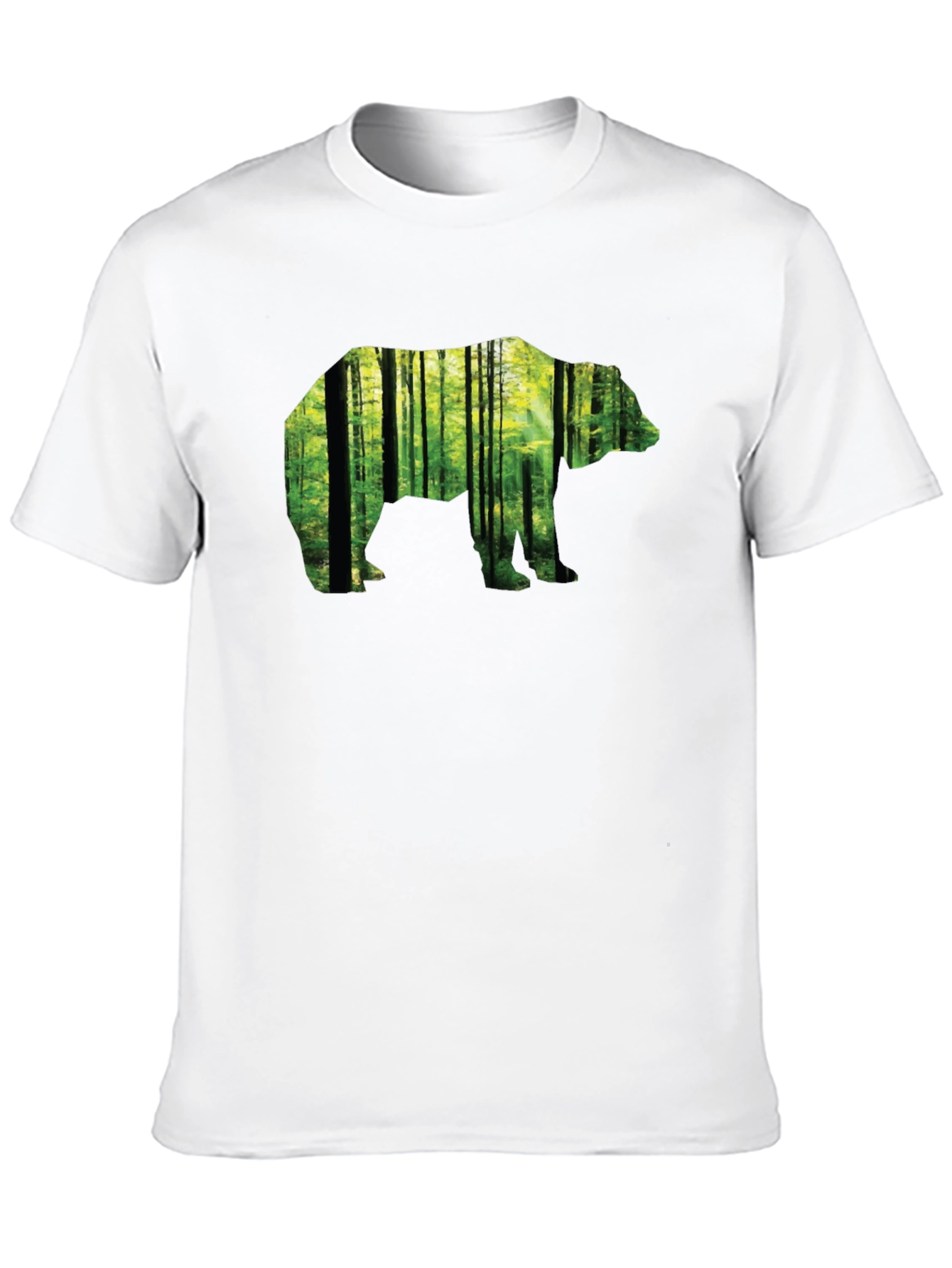 Camiseta Negra con Diseño de Oso y Bosque