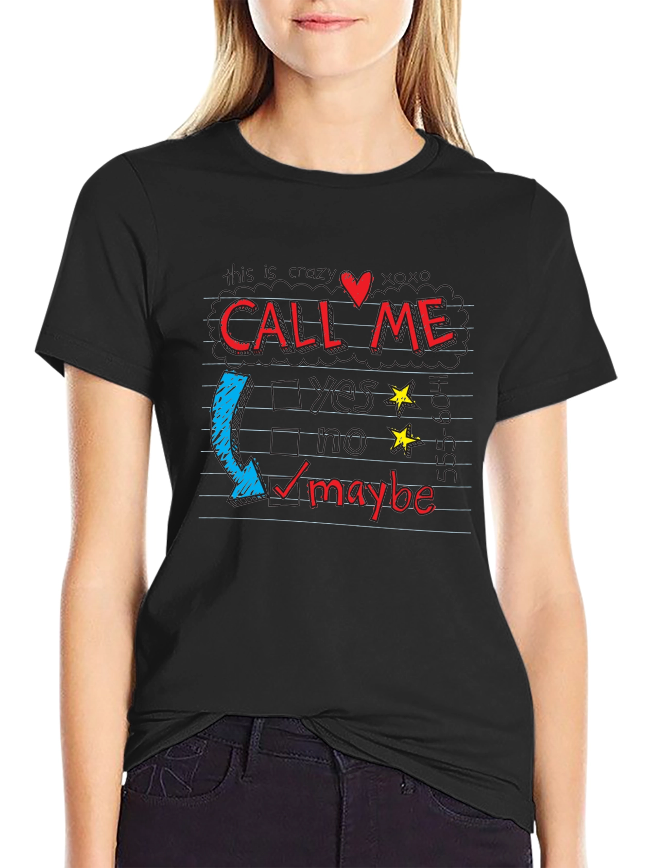 Camiseta Negra con Diseño Call Me Maybe