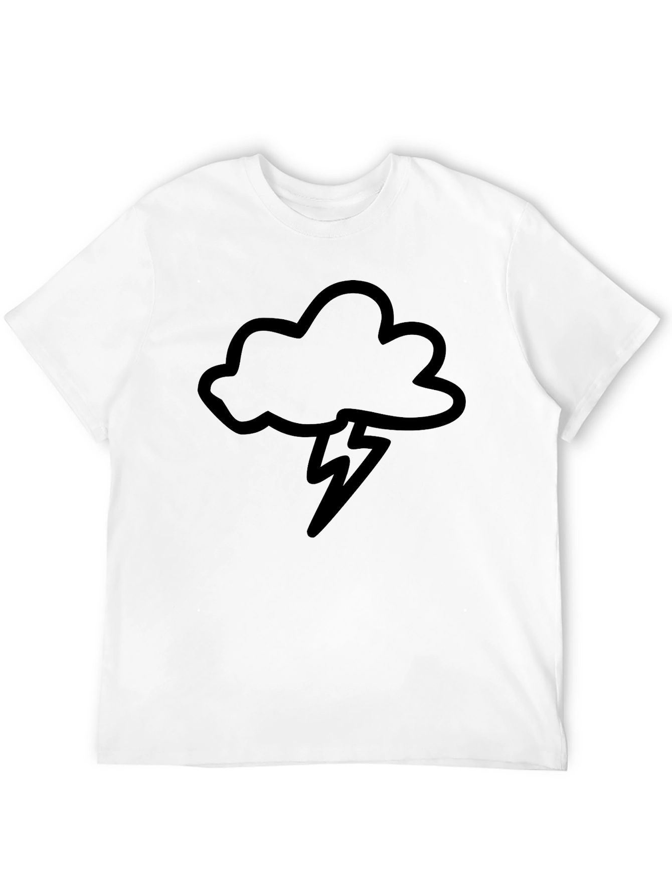 Camiseta Negra con Diseño de Nube y Rayo