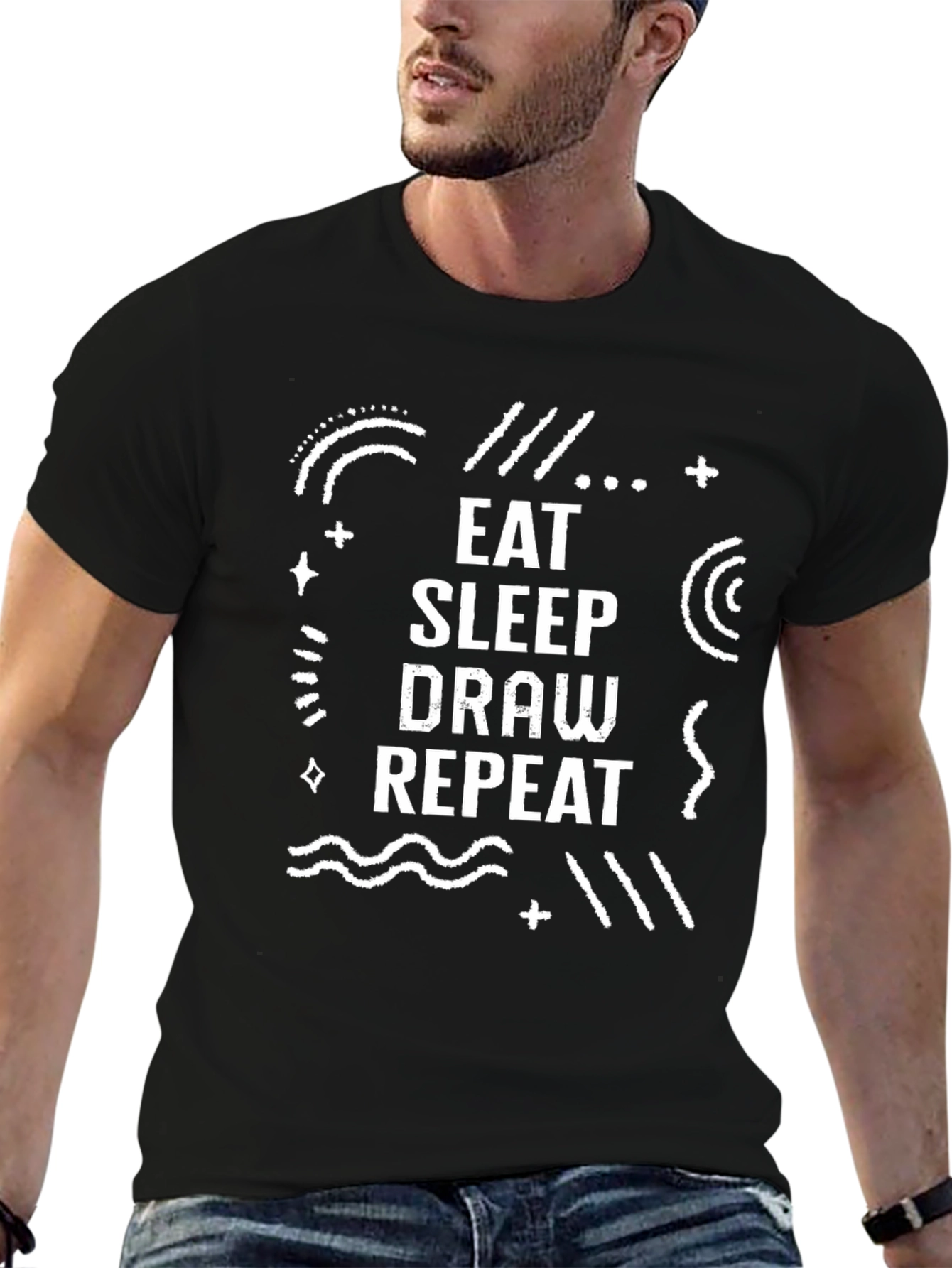 Camiseta Negra Eat Sleep Draw Repeat