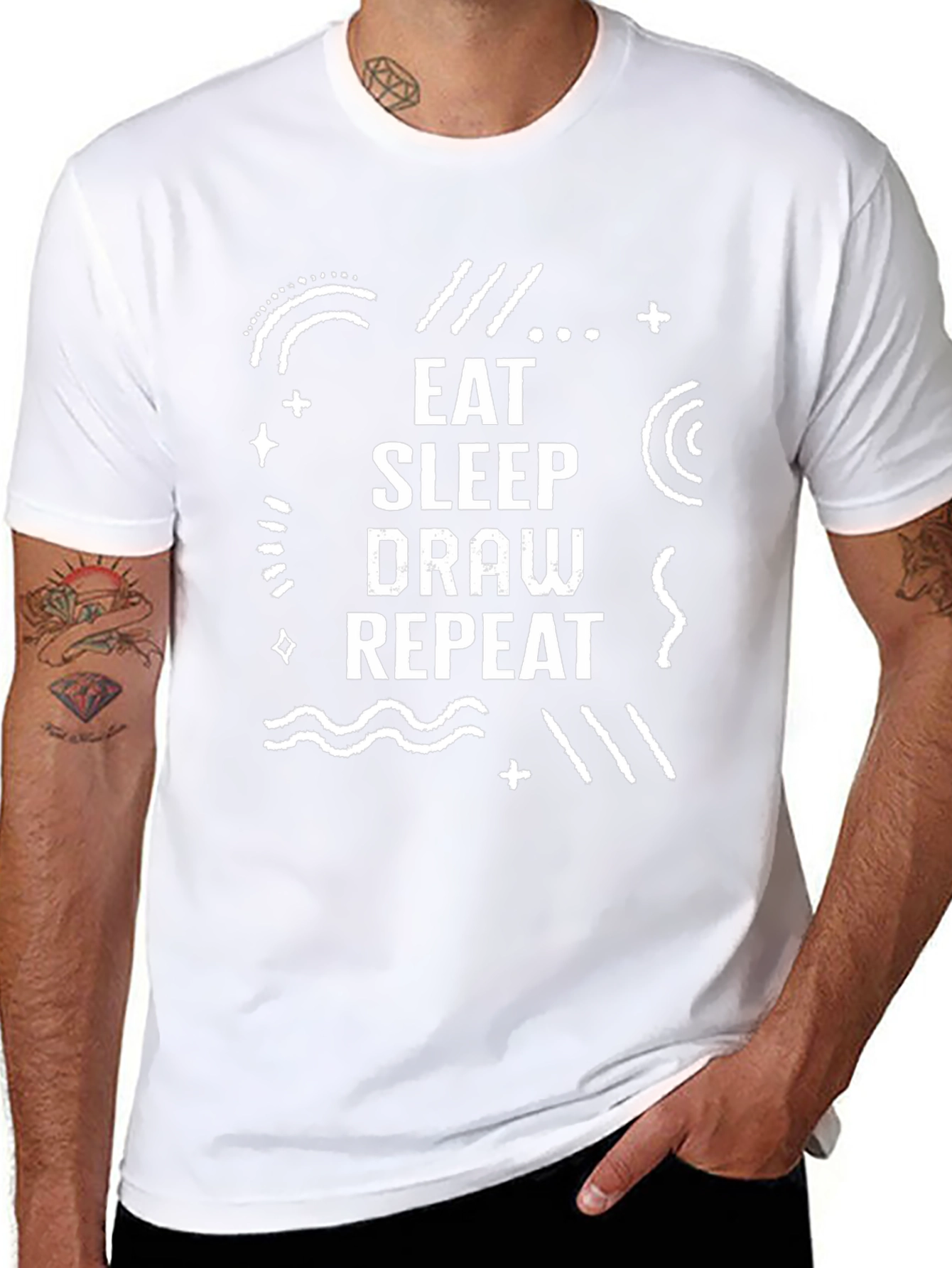 Camiseta Negra Eat Sleep Draw Repeat