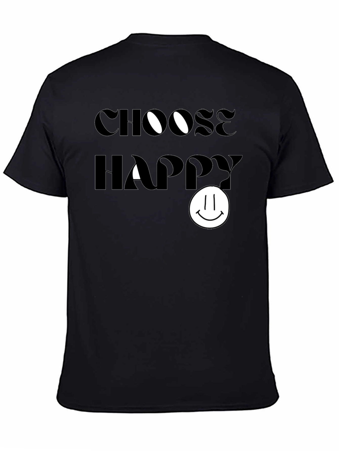 Camiseta Negra: Elige Ser Feliz - Diseño Sonriente