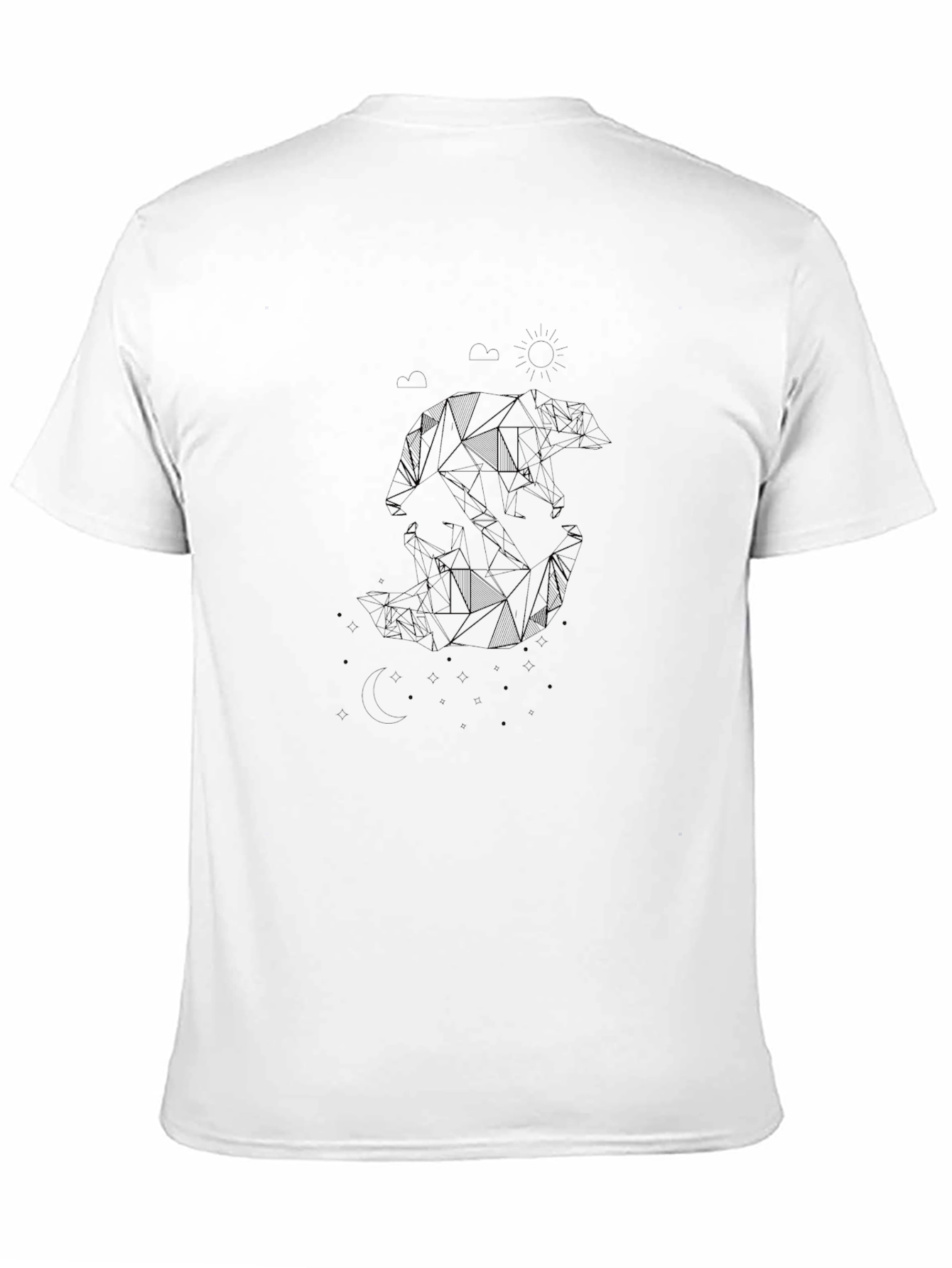 Camiseta Negra con Diseño Geométrico de Oso