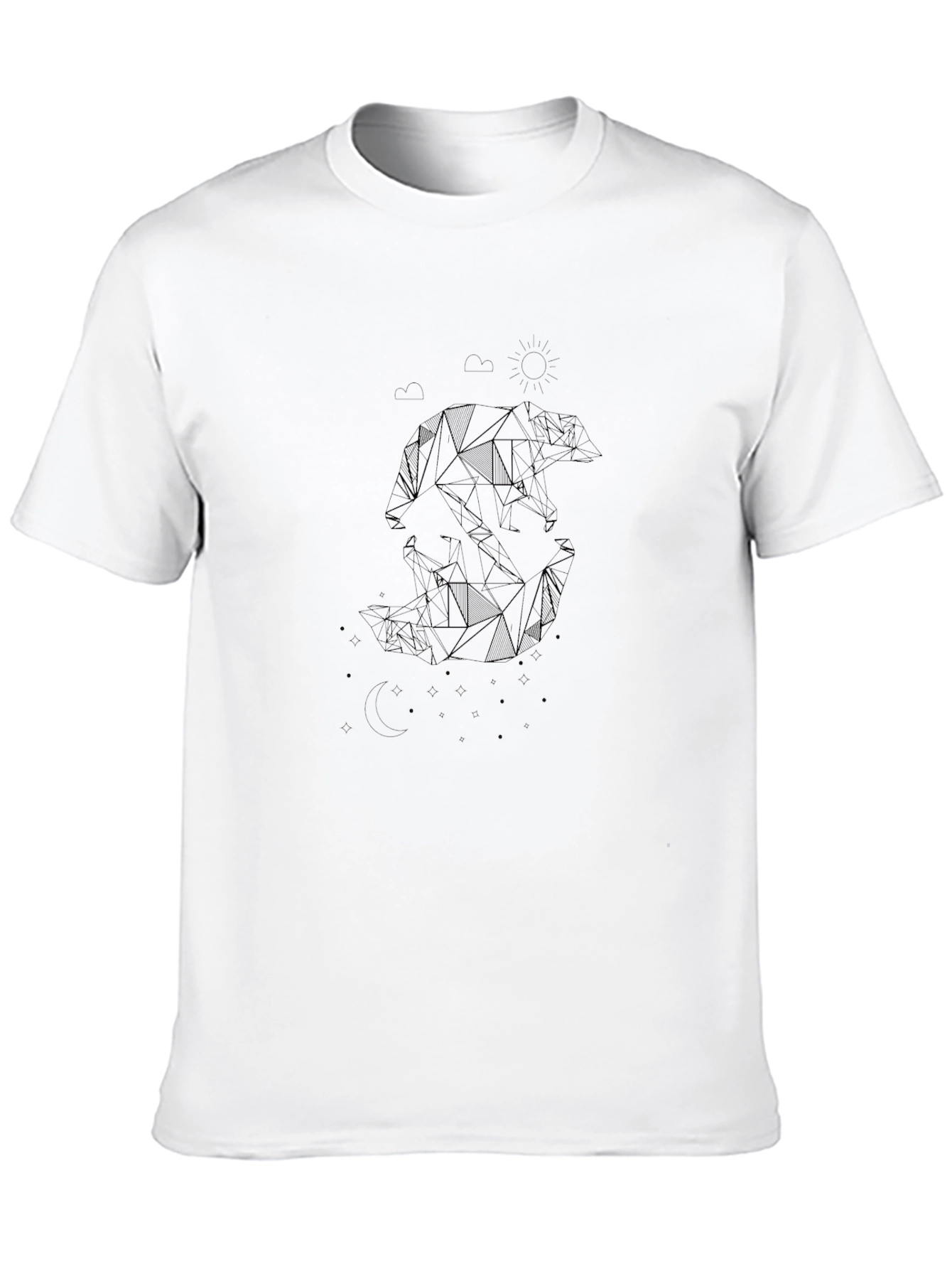 Camiseta Negra con Diseño Geométrico de Oso