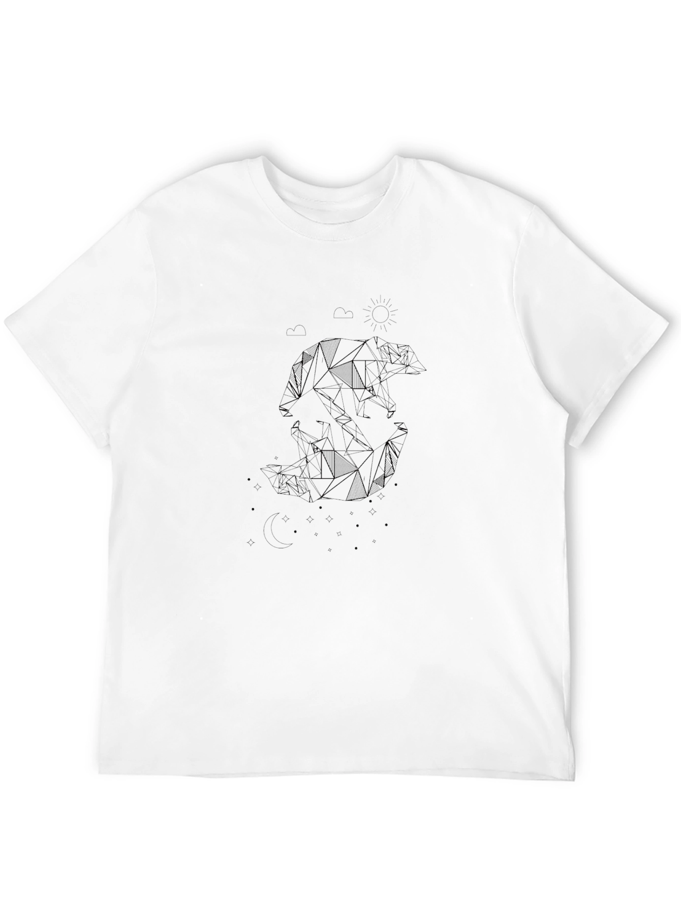 Camiseta Negra con Diseño Geométrico de Oso
