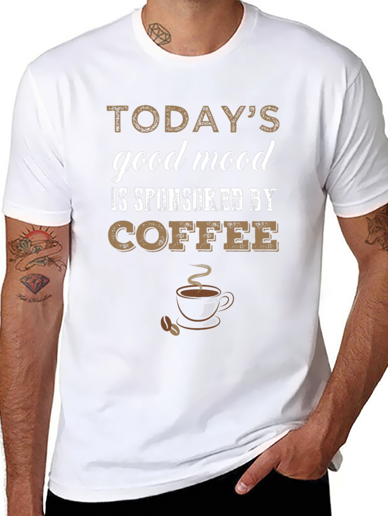 Camiseta Negra con Diseño Humorístico de Café