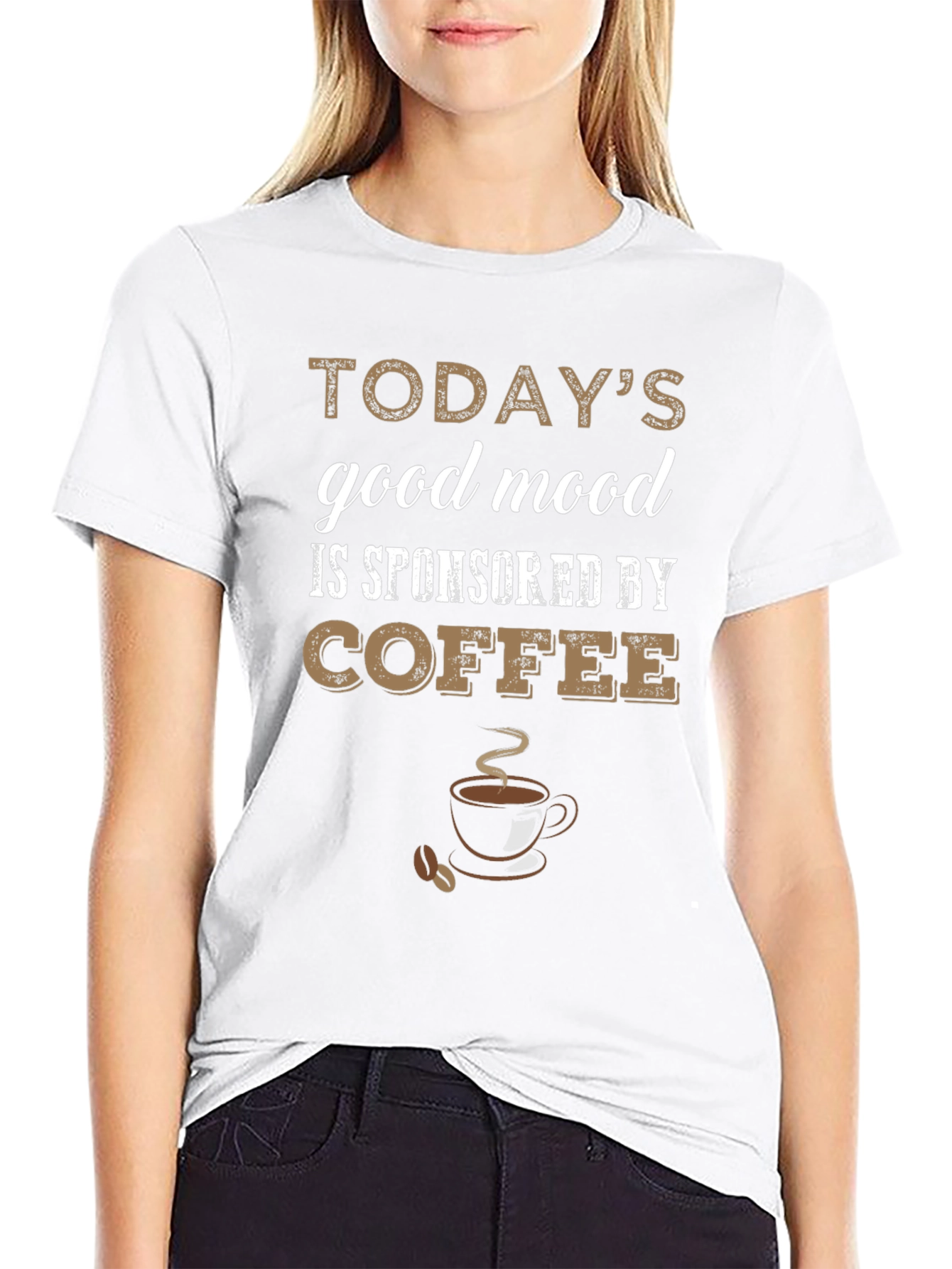 Camiseta Negra con Diseño Humorístico de Café