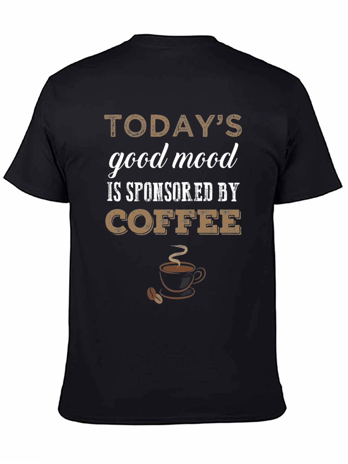 Camiseta Negra con Diseño Humorístico de Café