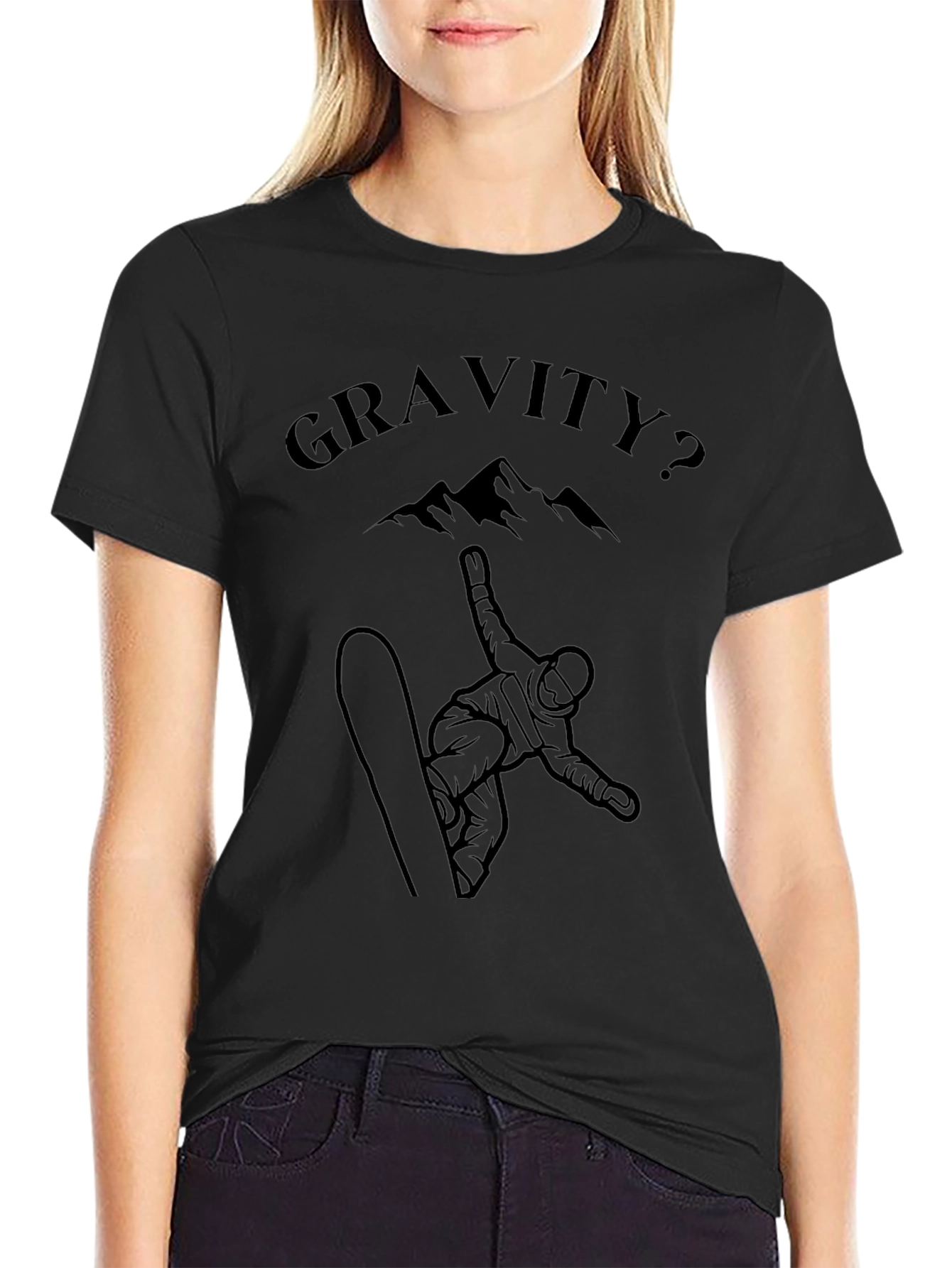 Camiseta Negra ¿Gravedad? Snowboard