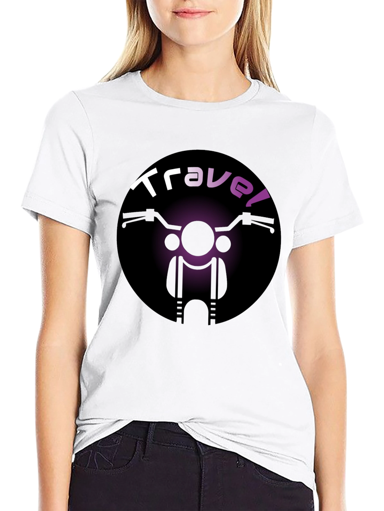 Camiseta Negra Travel Motocicleta Unisex