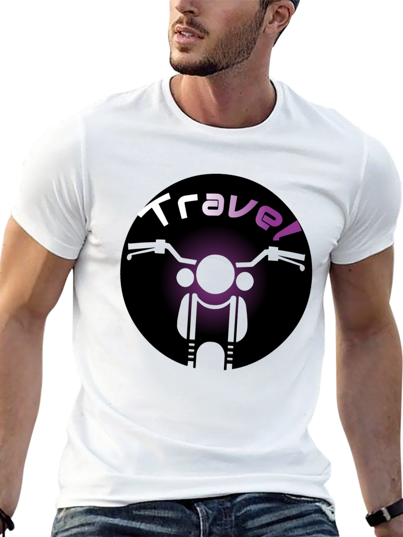 Camiseta Negra Travel Motocicleta Unisex