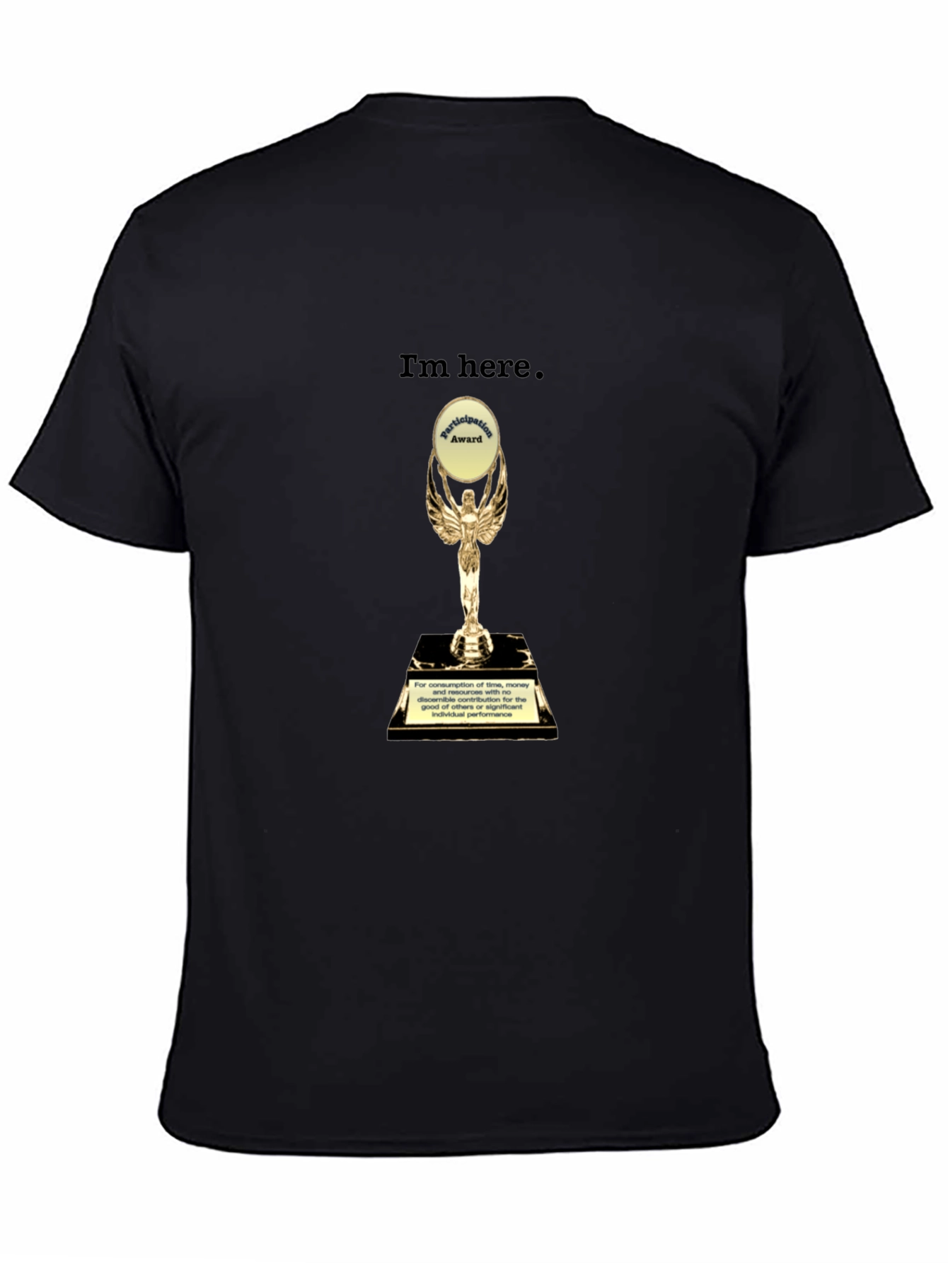 Camiseta Negra con Trofeo de Participación Divertida