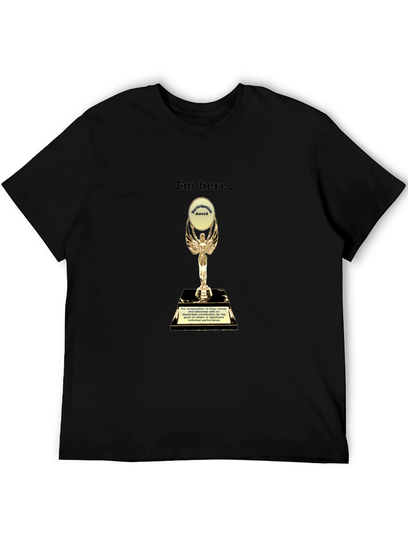 Camiseta Negra con Trofeo de Participación Divertida